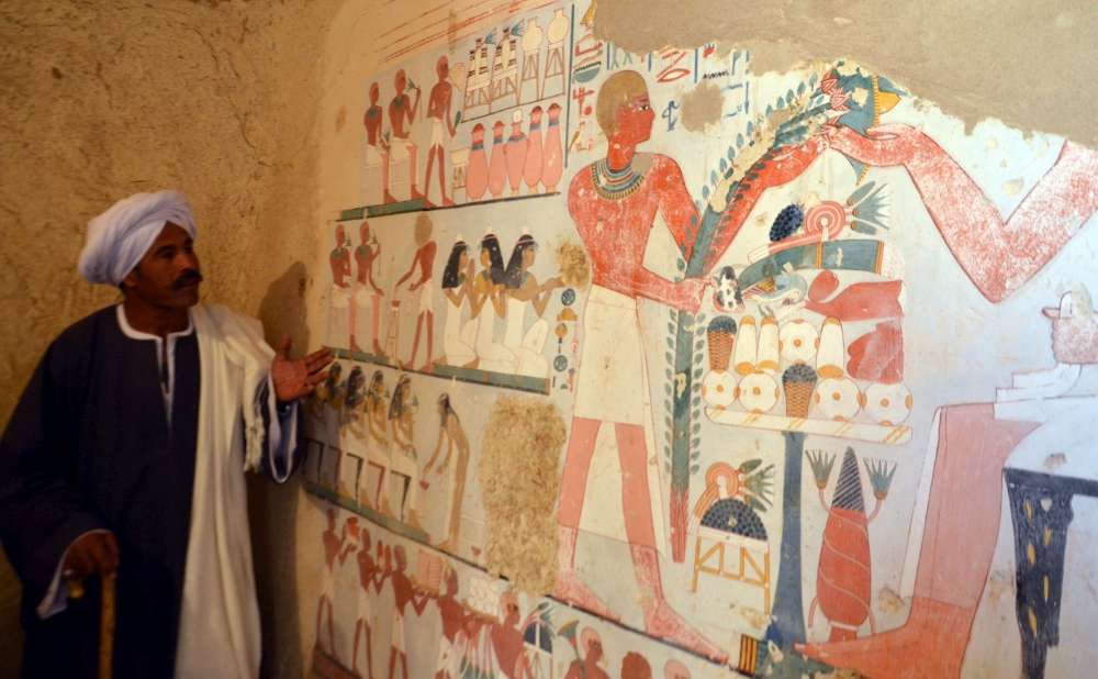 La fresque murale decouverte dans l'une des tombes kampp161