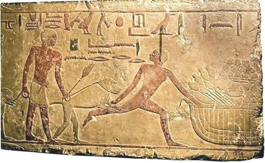 Un bas relief du mastaba de tepemankh 5e dynastie necropole de saqqara maintenant au musee egyptien au caire 